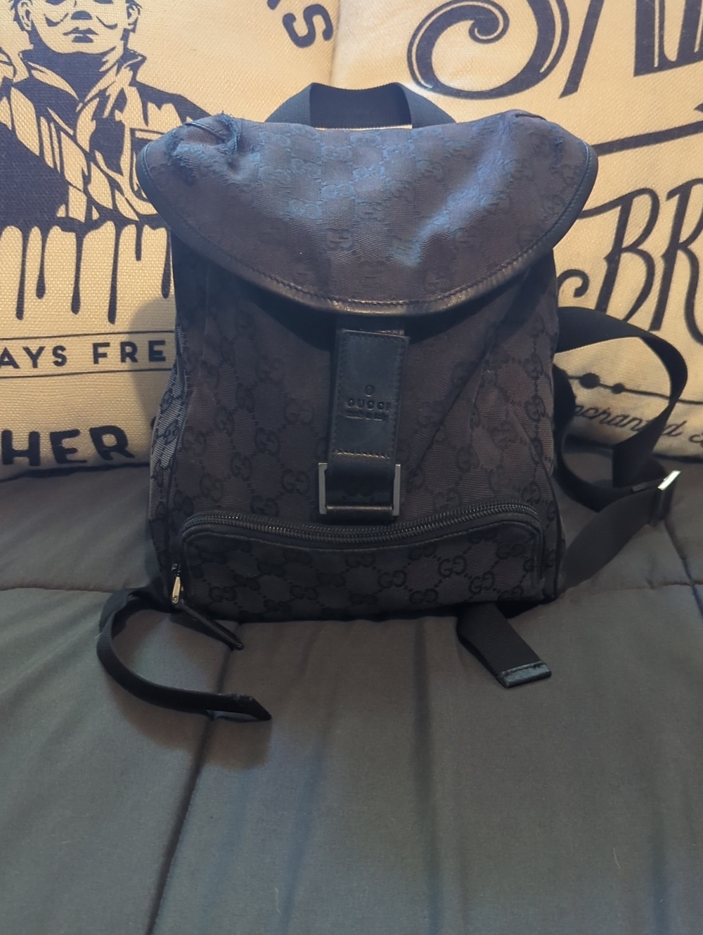 Authentic Gucci Black GG Supreme Canvas Backpack - Made In Italy! WOW 🛍️